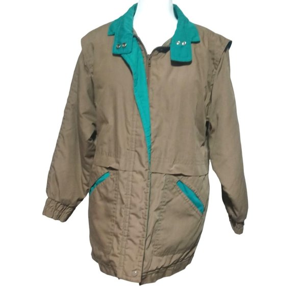 Vintage Arctic Sun Coat Size Small Womens Unisex Mens Jacket Tan Teal 80s Winter - Picture 2 of 9